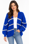Sienna Striped Cardigan Royal Blue