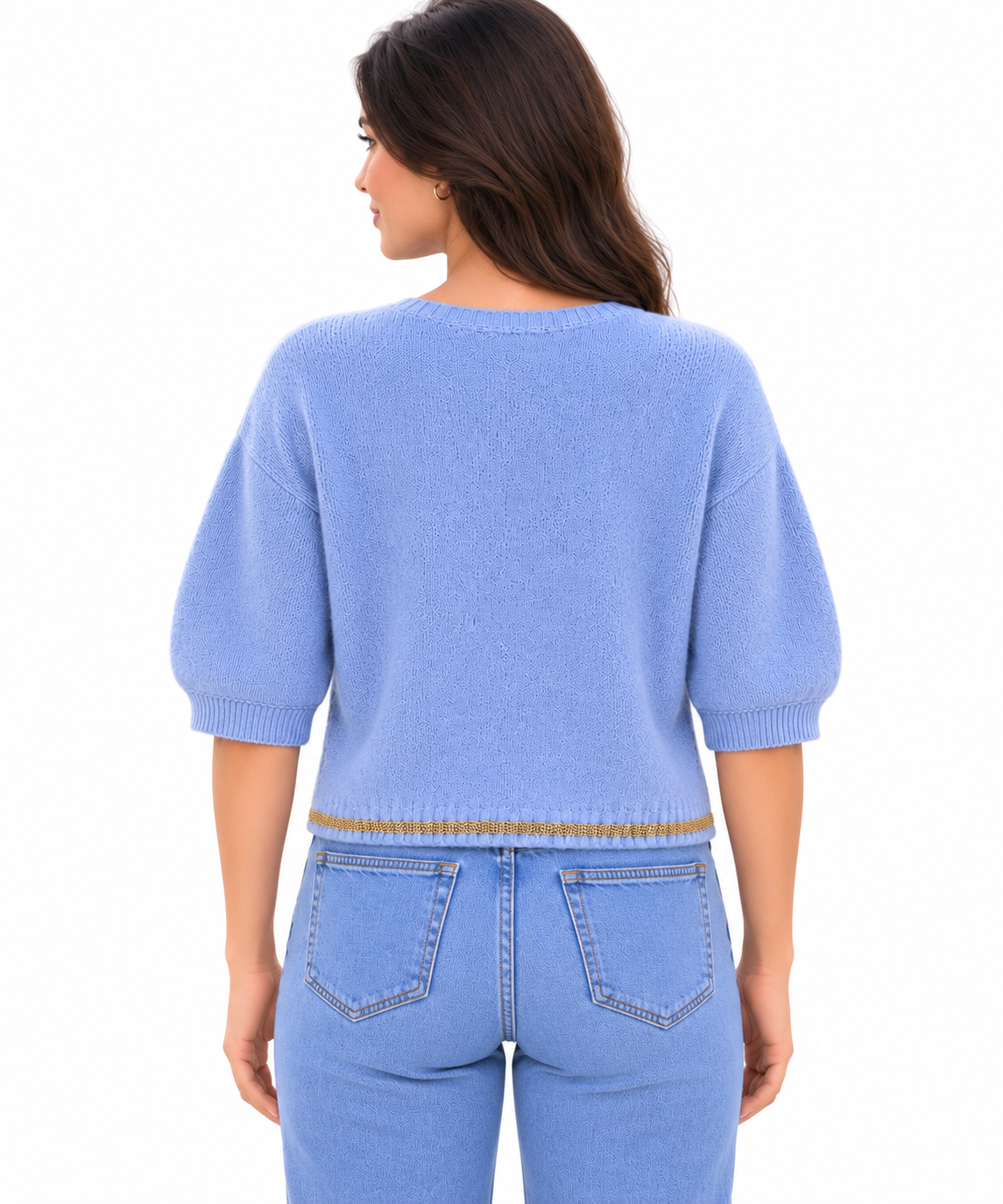 Charlotte Short Sleeve Cardigan Pale Blue