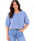 Charlotte Short Sleeve Cardigan Pale Blue