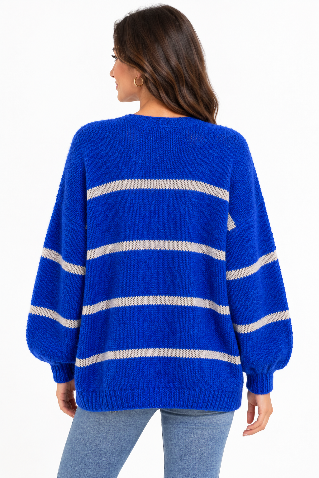 Sienna Striped Cardigan Royal Blue
